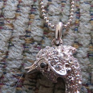 RHINESTONE DOLPHIN NECKLACE SILVERTONE